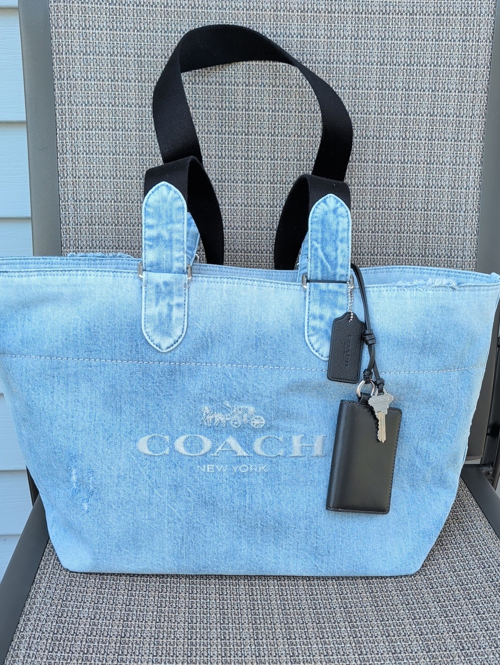Coach Men's Small Tour Tote Bag In Loved Denim With Charms (CDY49) NWOT